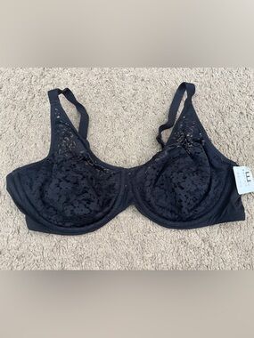 Chantelle 32E / 32DD Black Lace Underwire Minimizer Bra